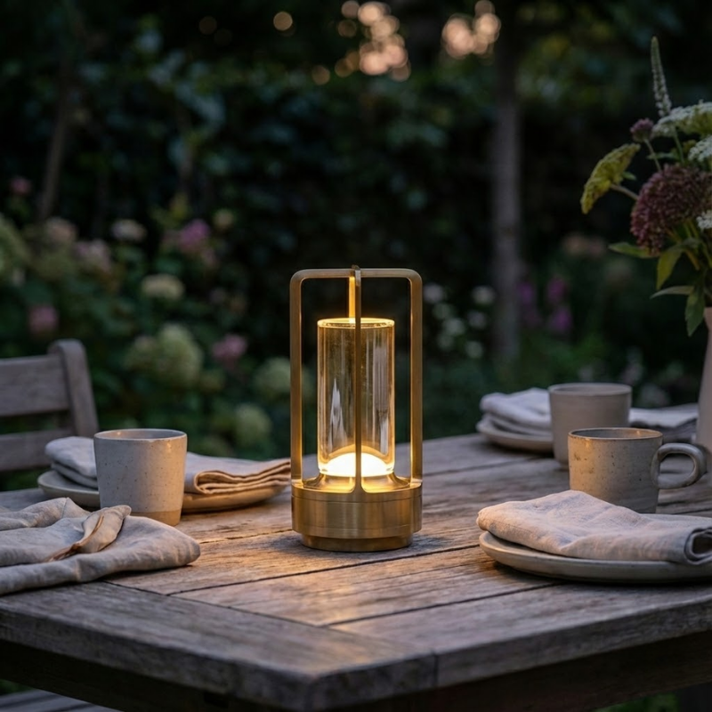 Lampe de table d'extérieur portable avec éclairage d'ambiance LED chaleureux