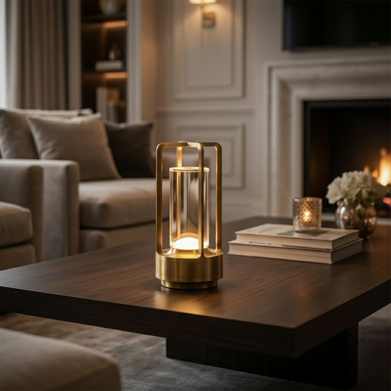 Lampe de table d'extérieur portable avec éclairage d'ambiance LED chaleureux