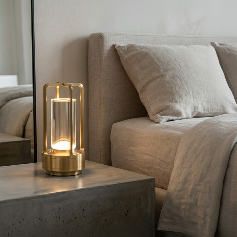 Lampe de table d'extérieur portable avec éclairage d'ambiance LED chaleureux